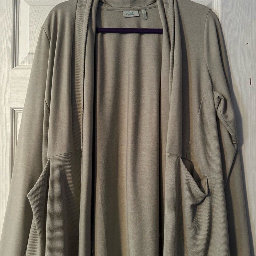 LOGO Beige Open Front Cardigan